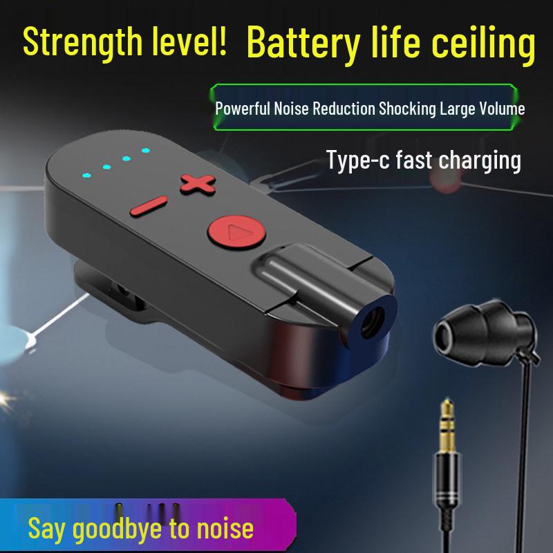 Universal Clip-On Bluetooth Headphone Receiver with Extended Battery, High-Quality Sound, Noise Reduction, and HD Calls