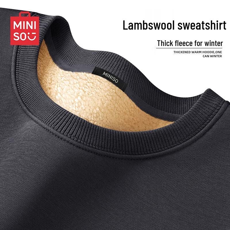MINISO Men's Heavyweight Lamb Fleece Crewneck Sweatshirt