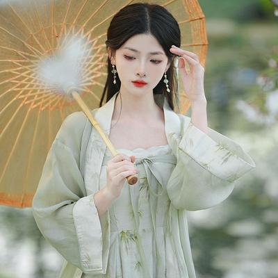 Zen Super Immortal Hanfu Women's Chinese Style Improved Edition Dress Suspender + Shawl Two-piece Set Antique Spring, Summer and Autumn