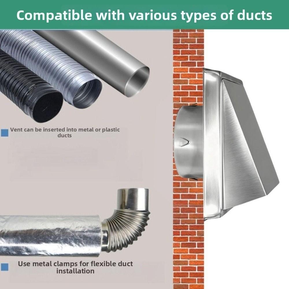 Durable 4" 5" 6" Air Vent Black/Silver Stainless Steel Ventilation Outlet Square Ducting Cover Ventilation System