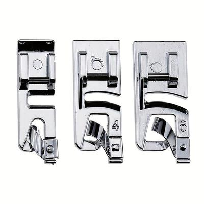 3er Set Rollsaum-Nähfüße, 3 mm, 4 mm, 6 mm Saumfuß-Set zum Nähen von Rollsäumen, Rollsaumfuß für, Brother