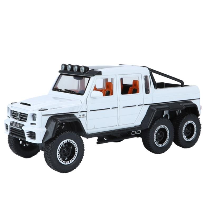 

1/20 BENZ G65 G63 6*6 Big Tire Alloy Car Model Diecast Metal Toy Off-Road Vehicles Car Model Sound and Light Simulation Children Gift белый