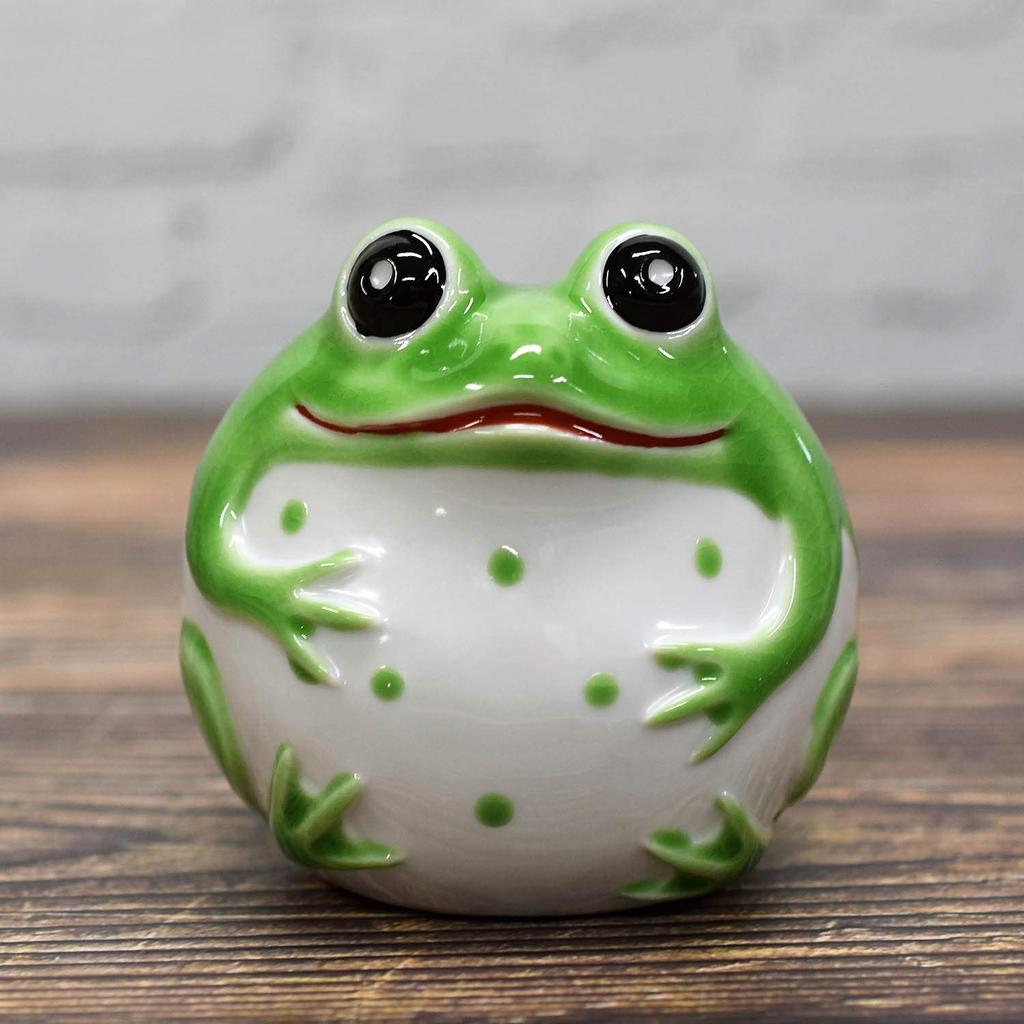 Japanese storehouse frog figurine Kutani ware lucky frog blue Kutani pottery interior lucky charm Feng Shui birthday present