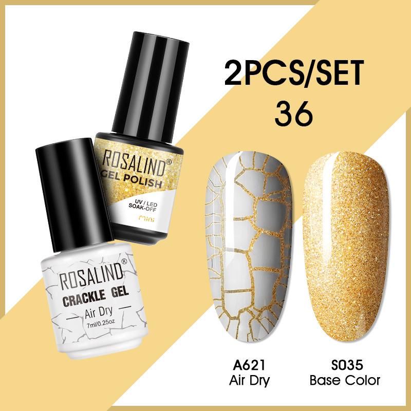 

ROSALIND 2 шт. гель-лак для ногтей цветной гель-лак для ногтей с кракелюром гель-лак для растрескивания ногтей быстросохнущий гель для дизайна ногтей