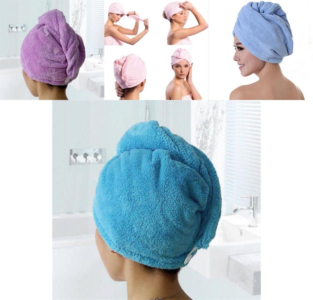 Thick Double Layer Hair Drying Cap With Waterabsorbing Coral Fleece For Women