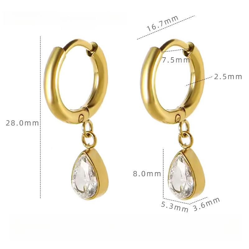 

Water Drop Eyes Zircon Earrings Titanium Steel Anti-allergic Gold Earrings Women s Niche Jewelry