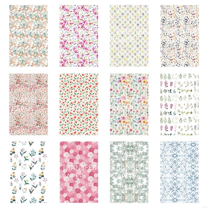 HX6F Artistic Clay Picture Transfers Delicate Earrings Designing Clay Transfer Paper with Floral Patterns