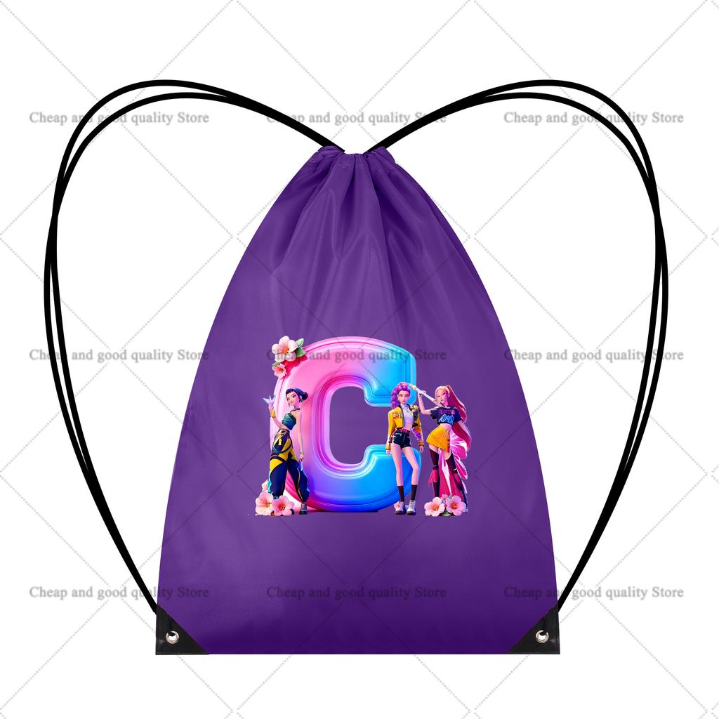 KPop Demon Hunters Bundle Pocket Drawstring Backpack Youth Fashion Large Capacity Sport Bag Cartoon Gift Bags Cycling Knapsack Kid Friendly