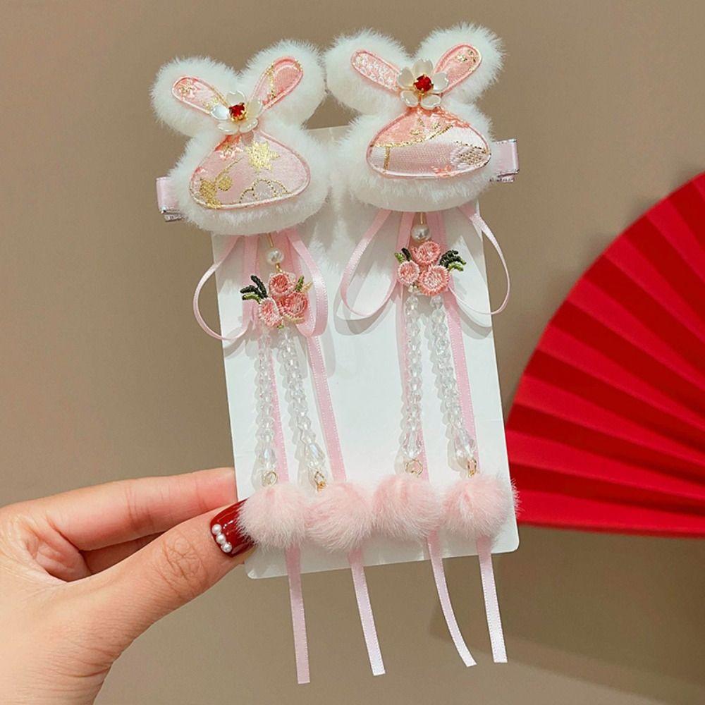 Tang Suit Chinese Style Red Barrettes Hanfu Headwear Ancient Style Hair Clip  Winter