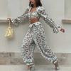 Women's Fashionable Long-sleeved Waist Casual Simple Trousers Two-piece Set