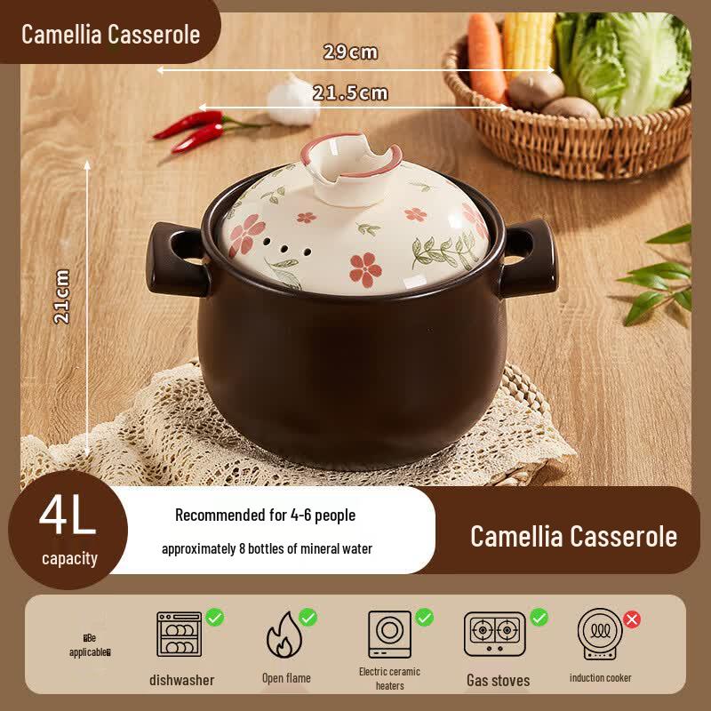 Hanyou High-Temperature Ceramic Camellia Casserole Pot