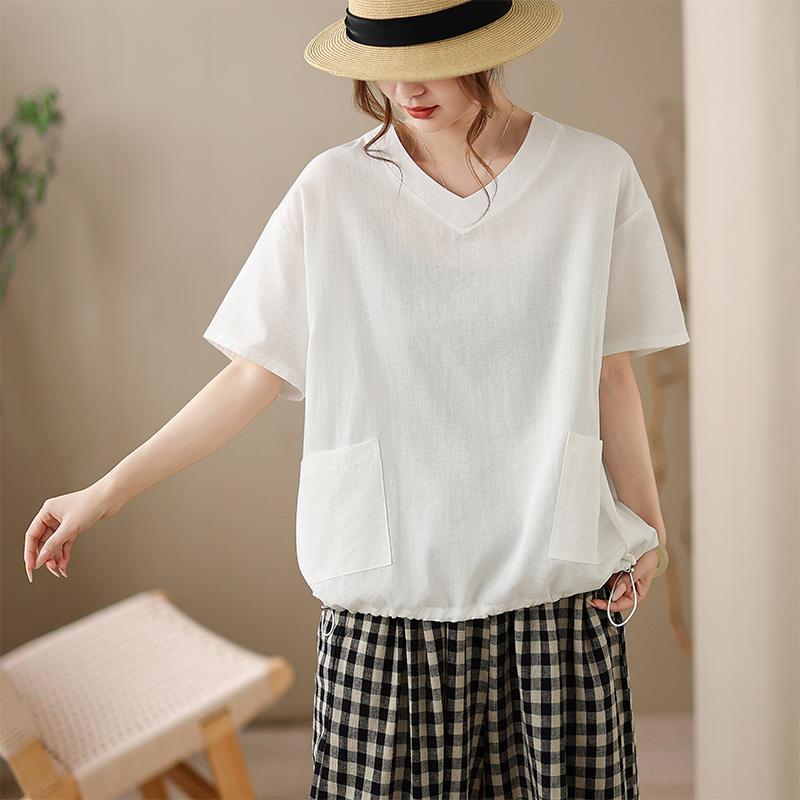DIMANAF 2026 Plus Size Summer Women T-Shirts Casual Lady Tops Tunic Shirt Oversize Loose Tees Cotton Solid
