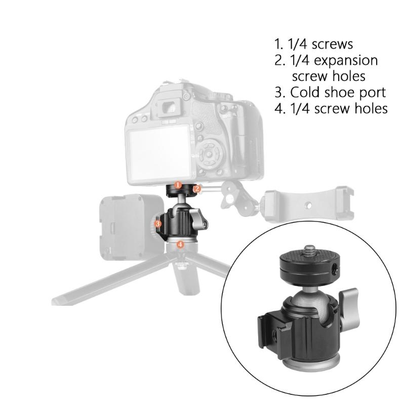 360°Swivel Panoramic Metal Tripod Balls Head for Tripods and Phones 360°Panoramic Design with 1/4inch Screw Thread Mount