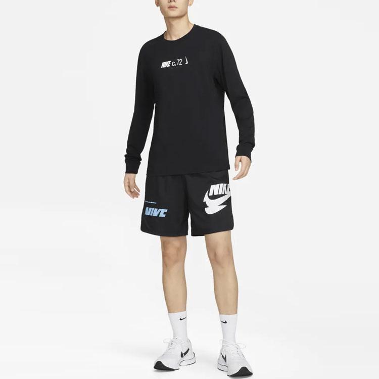 Nike Alphanumeric Logo Print Pullover Crewneck Long Sleeve T-Shirt Men Tops Black DZ2897-010