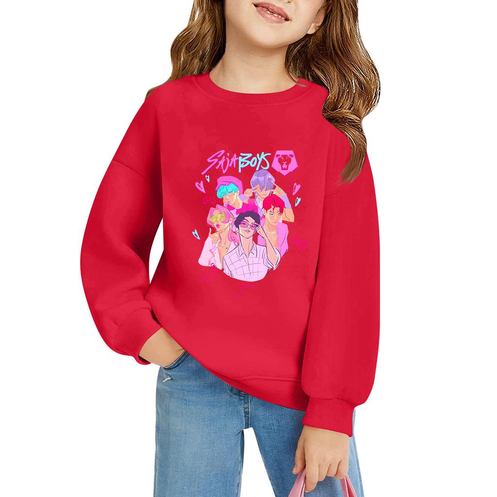 Kids' Long Sleeve Loose Pullover Letter Printed Round Neck Sweatshirt