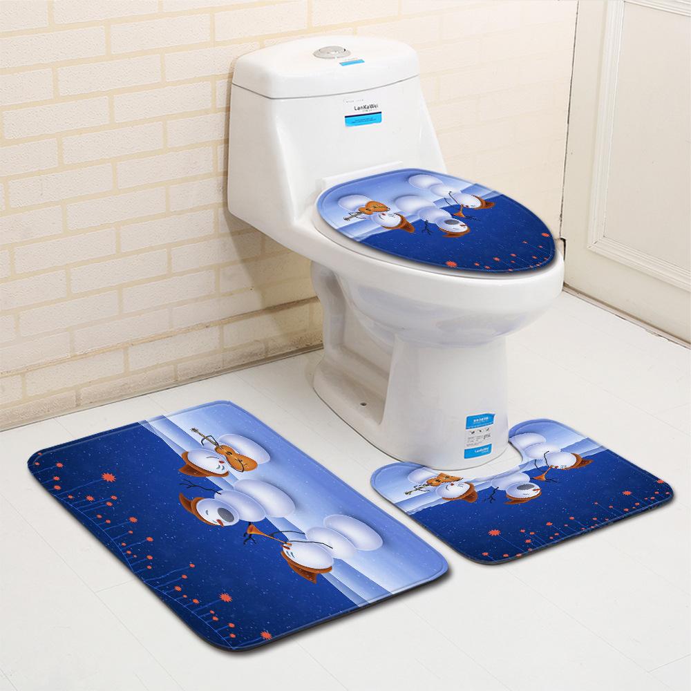 Christmas Bathroom Floor Mat Toilet Three-Piece Set