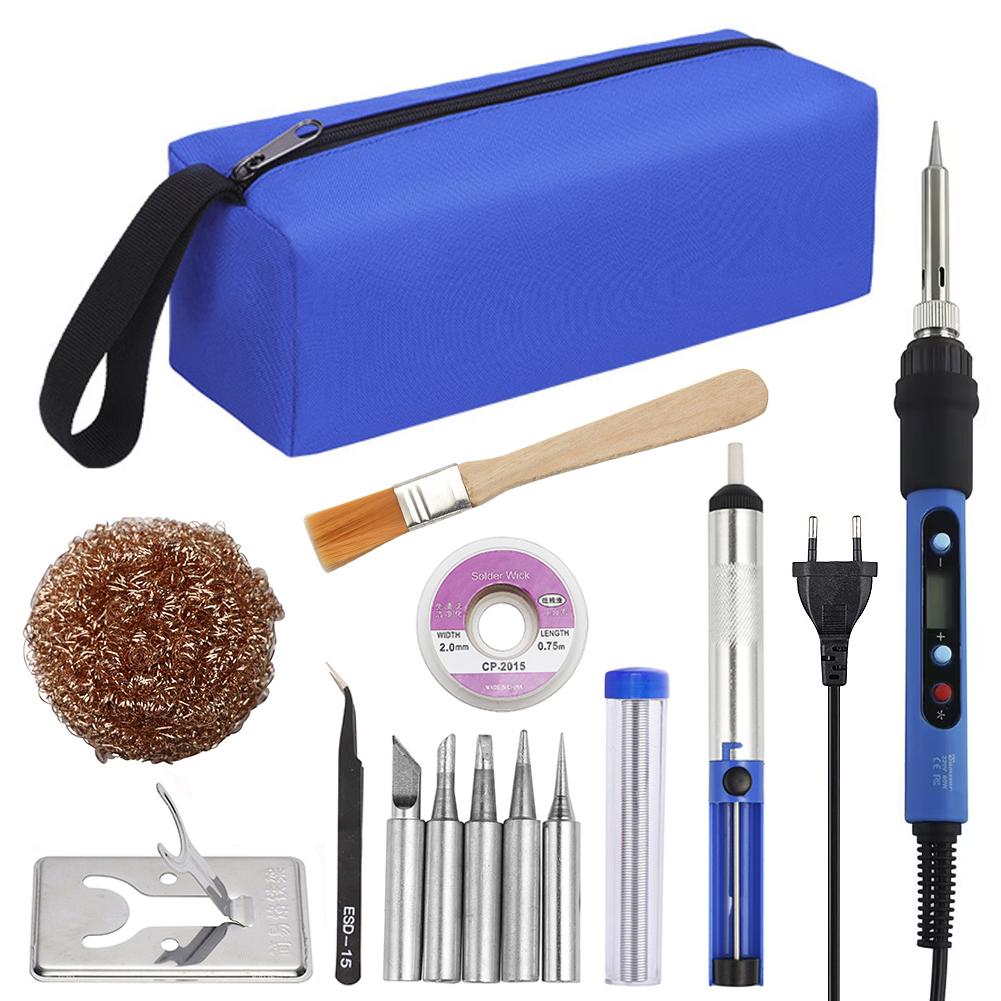Blue 80W Electric Soldering Iron Digital Display With Switch 110V 220V Adjustable Temperature Solder Welding Desoldering Tools
