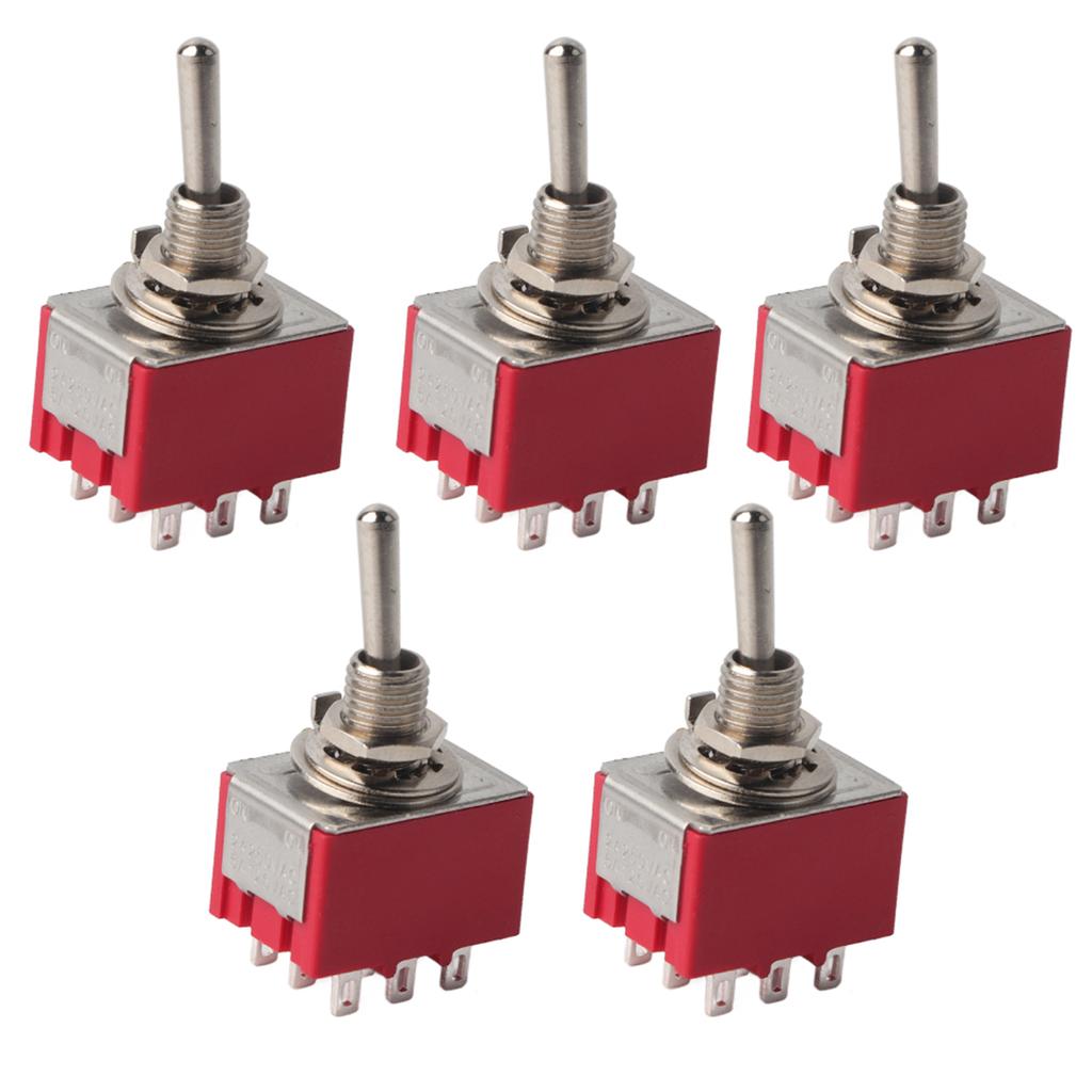 5Pcs ONON 2 Position Toggle Switch 3PDT 9 Pin 6mm 2A250VAC 5A125VAC