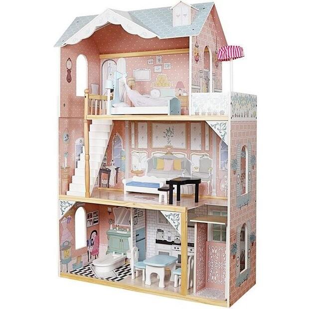 Jokomisiada Dollhouse Multi-level Wooden Large With Furniture Za5458