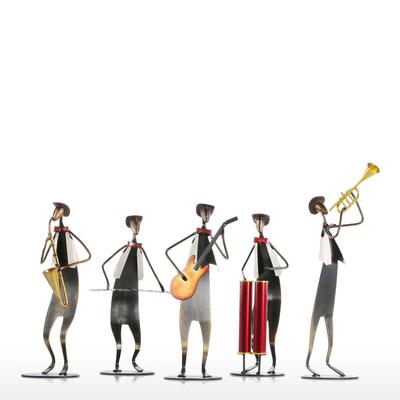 Handmade Cowboy Band Decoration Iron Sculpture Drum Playing Music Drum Player Metal Iron Sculpture Baking Paint Technology