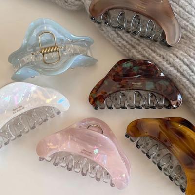 Retro Color-blocked Acetate Grappling Clips for A Feminine Look, High-quality Shark Clip Headwear On The Back of The Head