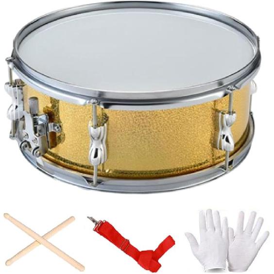 13inch Snare Drum Musical Instruments Professional Lightweight with Practice Gloves Percussion Instrument Music Drums for Children Beginners, Green