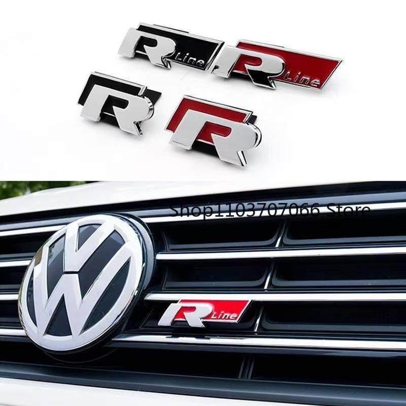 Metal Logo R Emblem Letters Car Front Grille Badge Rear Trunk Sticker For Volkswagen GolfR Tiguan Tiguan Allspace Passat Variant zqs054