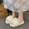 Fashion 2025 New Women's Plush Slippers Fashion Fluffy Light Flip Flops Home Open Toes Living Room Shoes Fashion Sexy Slides