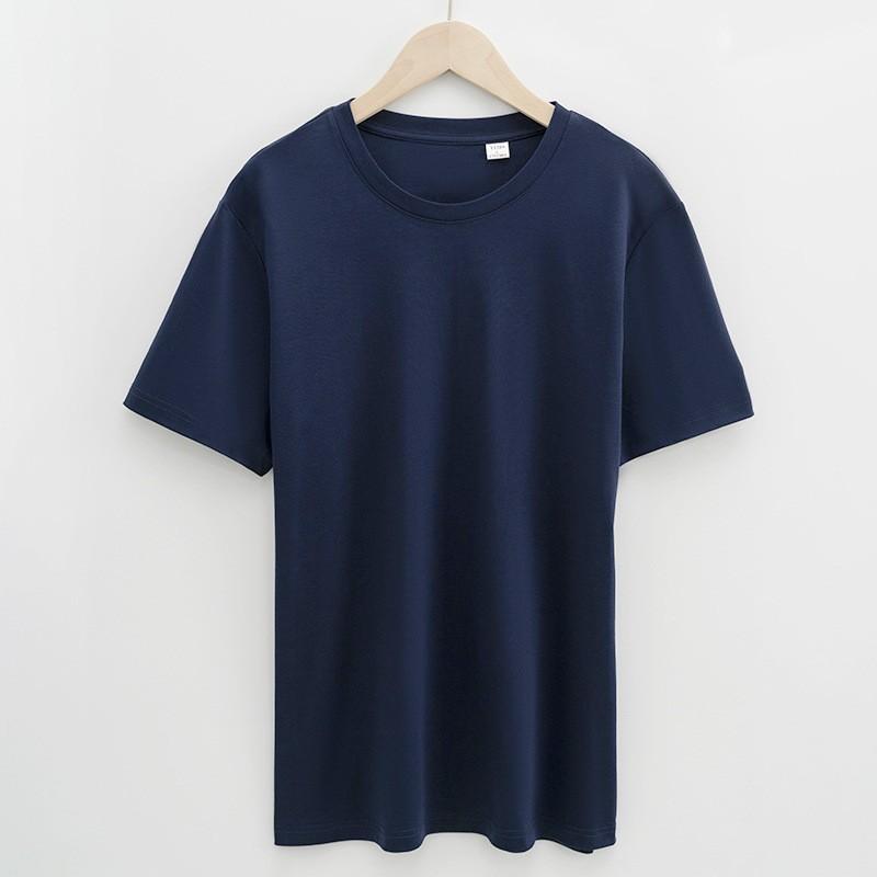 New 80 Double-sided Mercerized Cotton Men's T-shirt White Xinjiang Cotton Short-sleeved T-shirt Men's Summer Casual Round Neck T-shirt