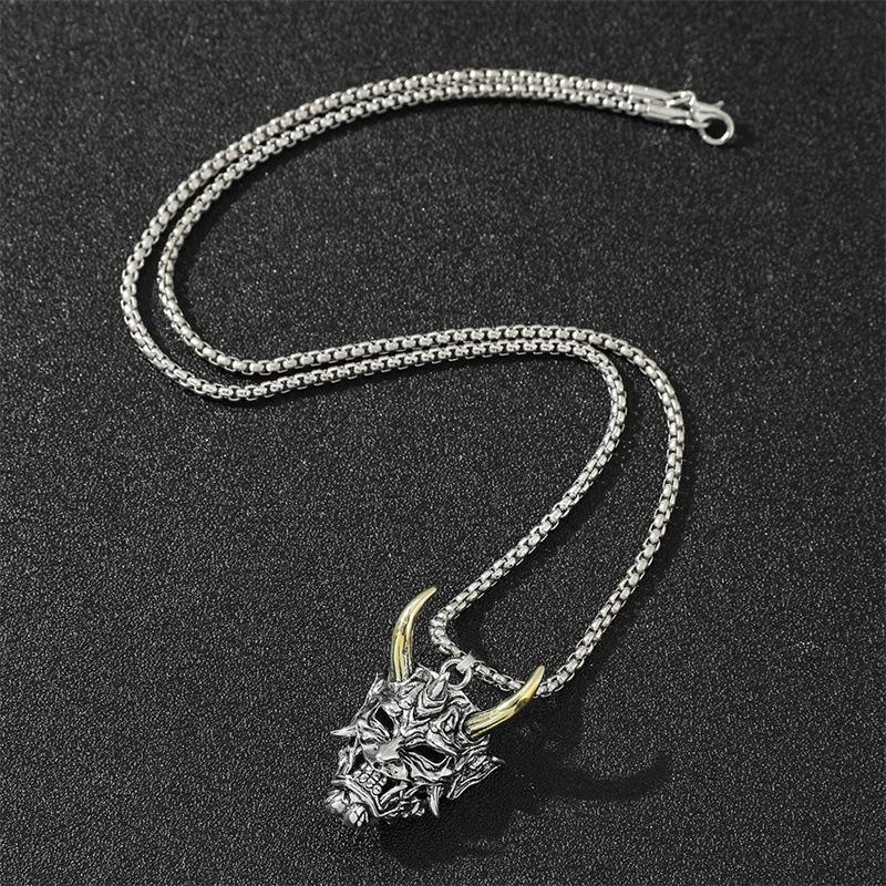 Prajna ghost retro Halloween mask jewelry necklace pendant 60CM(Necklace Long)