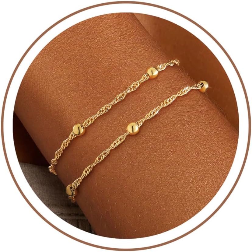 KOHOTA Silber Gold Armbänder für Damen Trendiges Armband-Set Anlaufgeschützt