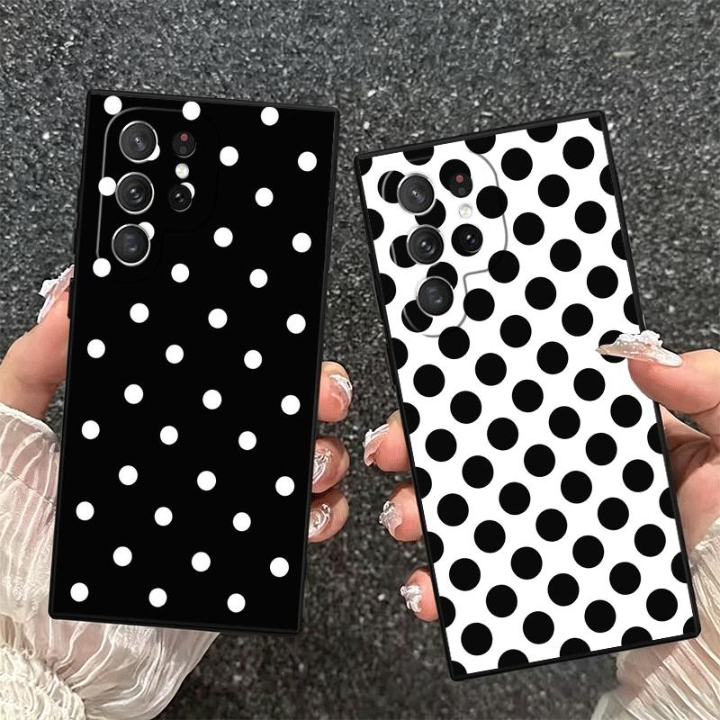 Polka Dots Art Fashion Desgin Soft Phone Case for Samsung Galaxy S26 S25 Edge S24 Ultra S23 Plus S22 S21 FE S20 Black Cover Back