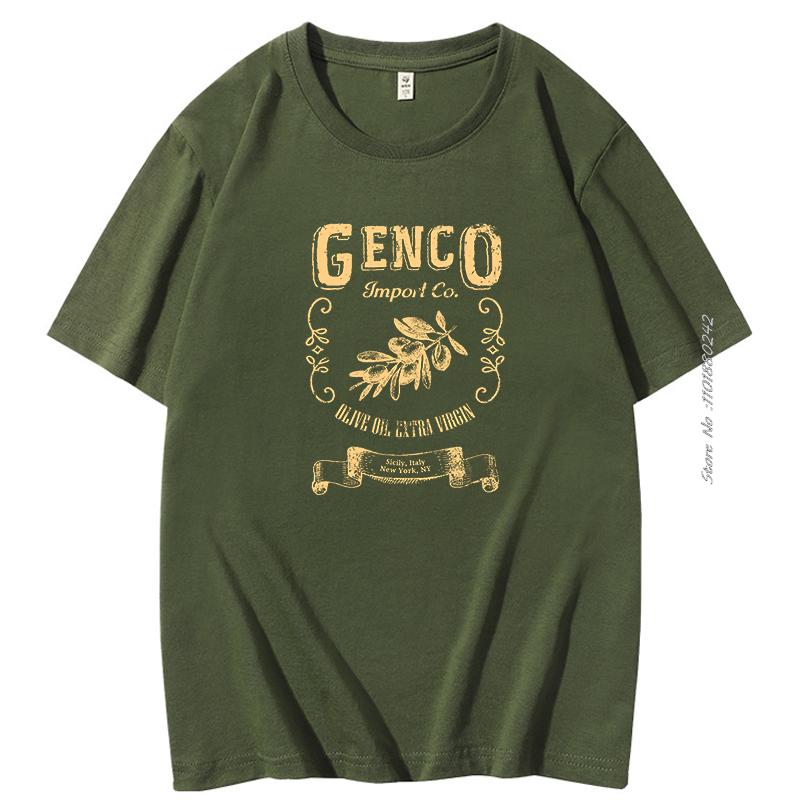 Mens T Shirts Oneck Tee Shirts Hot Sale Genco Import Company Olive Oil Men Cotton Tops Summer Fashion Tshirt Mens Clothes