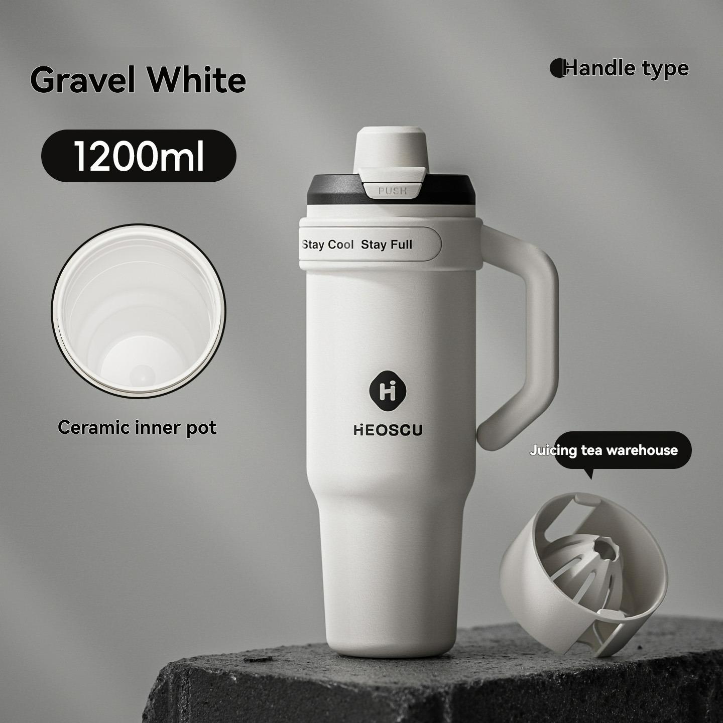 

1200ml Large Capacity Thermal Insulation Cooling Cup Double-Walled Stainless Steel Travel Mug for Hot And Cold Beverages 1.2L білий