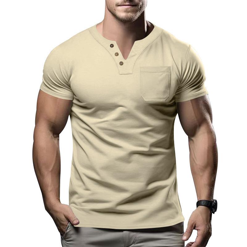 Summer New Short-sleeved Men T Slim Casual Men V-neck Short-sleeved T Shirt
