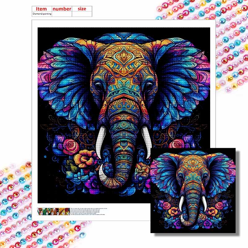 New Arrival 5D DIY Full Circle Diamond Painting "Colorful Elephant" Embroidery Cross Stitch Home Decor Gift