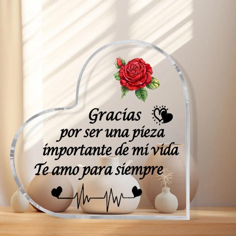 2D Flat Spanish I Love You Gifts Acrylic Desktop Decoration Plaque, Home Decor Plaque Hanging Wall Art Decorative Garden Decoration for Room Door Sign