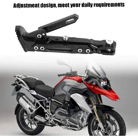 Motorcycle Adjustable Kickstand, Motorcycle Universal Aluminum Alloy Adjustable Kickstand Foot Side Stand Tripod Holder Black