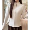 Women's Fleece-Lined Half-Zip Turtleneck Long-Sleeve Base Layer for Autumn/Winter