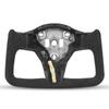 Full Suede Heated Yoke Steering Wheel with Side Carbon Fiber Trims Replacement for Tesla Model 3 Y 2018+
