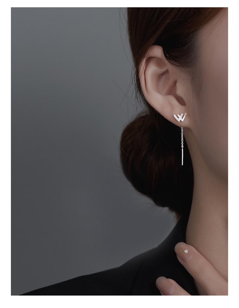 Boucles d'oreilles Banyan Tree Argent S925 'W' pour femmes - Design de niche élégant Tendance 2022