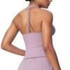 V-Neck Yoga Tank Top with Thin Straps and Stylish Open Back