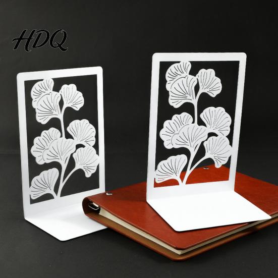 Heavy Duty Book Holder 1 Pair Metal Decorative Bookends Ginkgo Leaf/Monstera Ends for Leaf Bookend Bookshelf Non-Skid Stopper Home Office Study Room