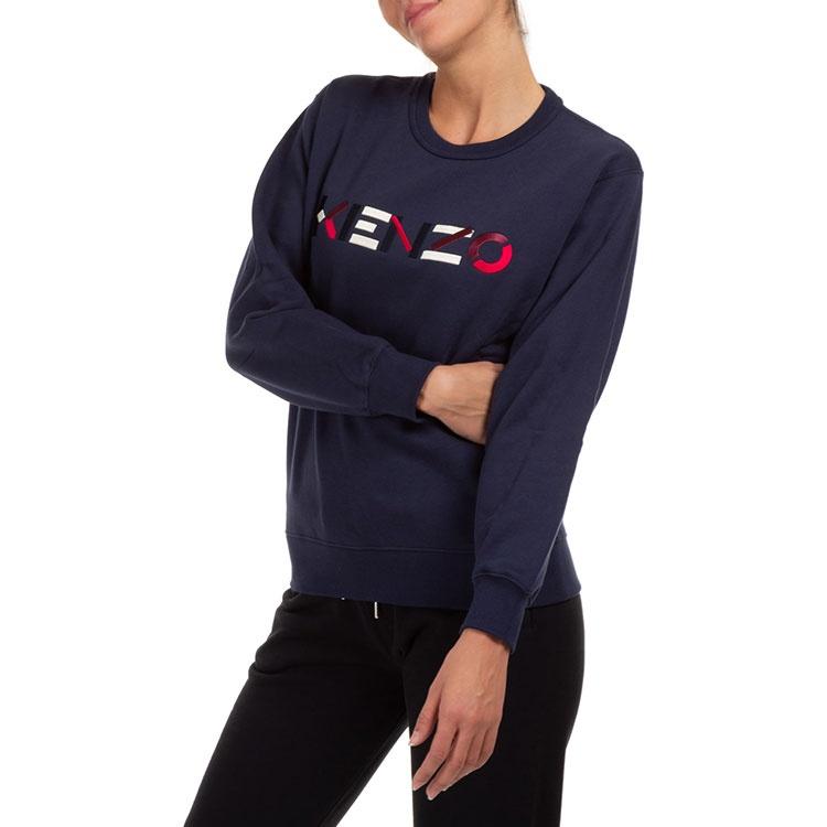 (WMNS) KENZO FW20 Logo Pattern Round Neck Long Sleeves Sports Navy Blue Hoodie Women's FA62SW8204MO-76