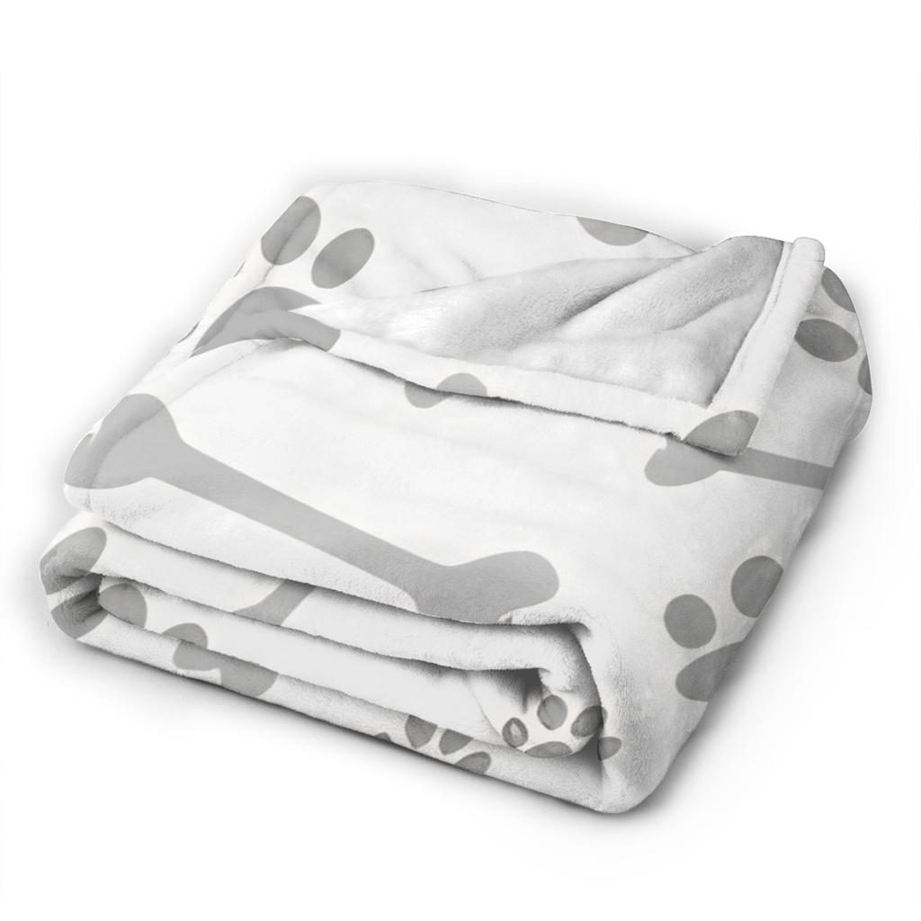 Dog Paw Print and Bone Plush Blankets Girls Boys Flannel Throw Blanket Super Soft DIY Quality Bedspread Gift Idea