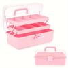 1pc Three-Layer Plastic Storage Box with Adjustable Shims Portable Handle Multi-Purpose Organizer for Art Supplies Sewing Tools