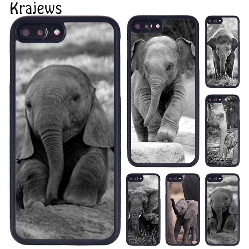 Krajews Baby Elephant Animal Rubber Phone Case For iPhone 17 Air 16 16e 15 14 11 12 13 Pro MAX Plus Cover Coque