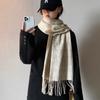 Love Beige Plaid Scarf Women's Autumn and Winter New Student Imitation Cashmere Shawl Dual-purpose Scarf