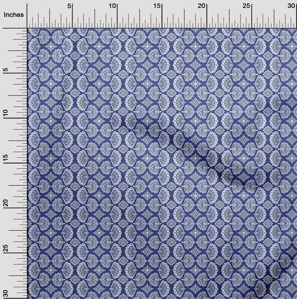 oneOone Cotton Flex Blue Fabric Asian Block Sewing Craft Projects Fabric Prints by Yard 40 Inch