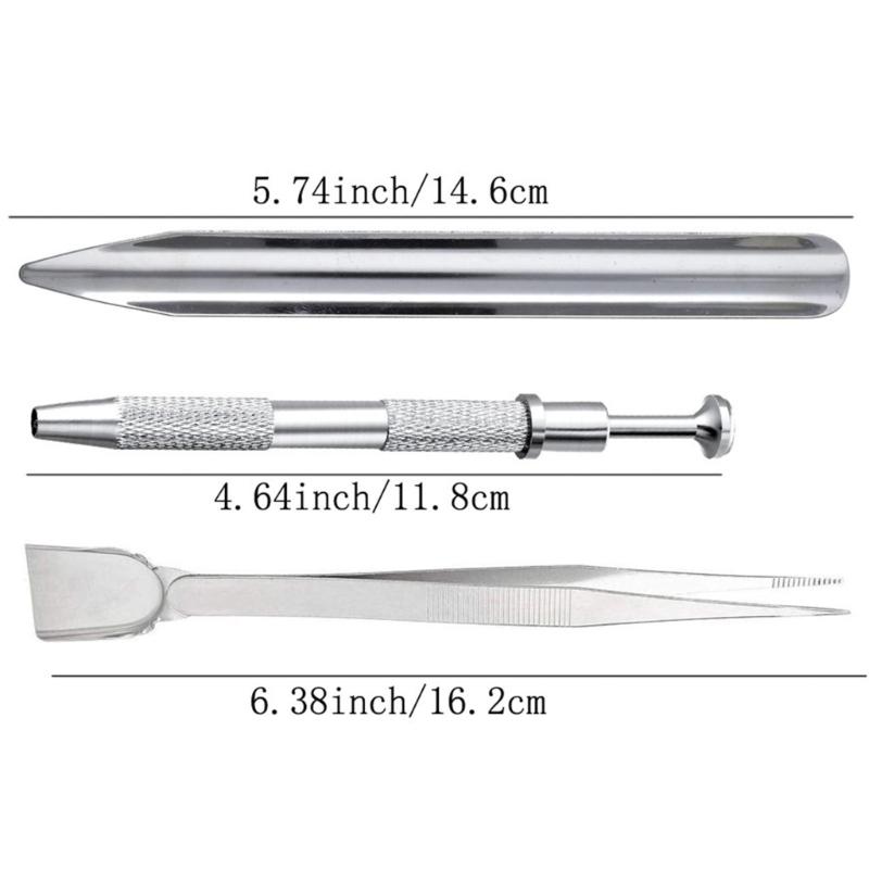 3Pcs Professional Tweezers Kits Stainless Steel Gemstones Grabber Stainless Steel Diamond Holder Metal Beading Tool